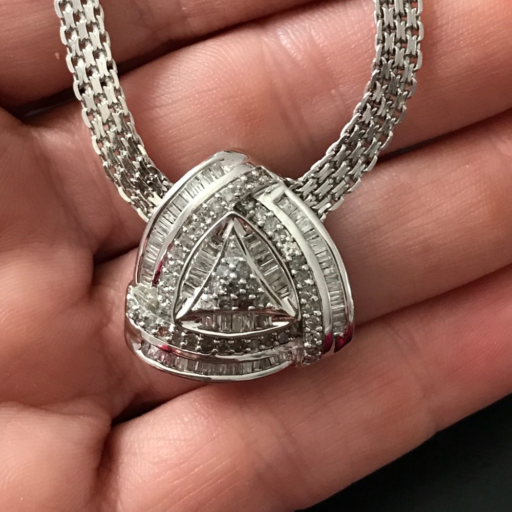Sale....Diamond cluster on mesh sterling chain